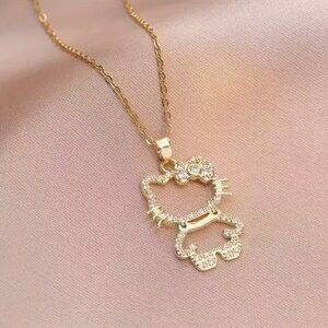 HELLO KITTY Rhinestone Gold Pendant Necklace (BRAND-NEW &‎ BEAUTIFUL!)
